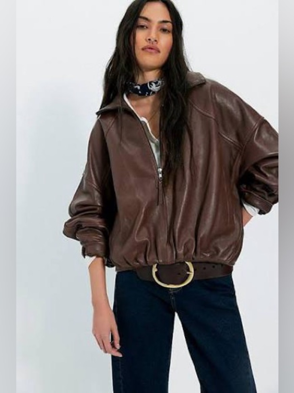 Free people Sonny leather pullover jacket Small NWT $698